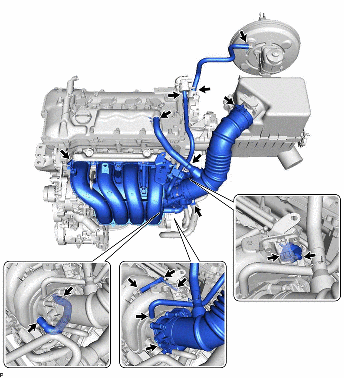 Впускной и выпускной трубопроводы системы питания двигателя.