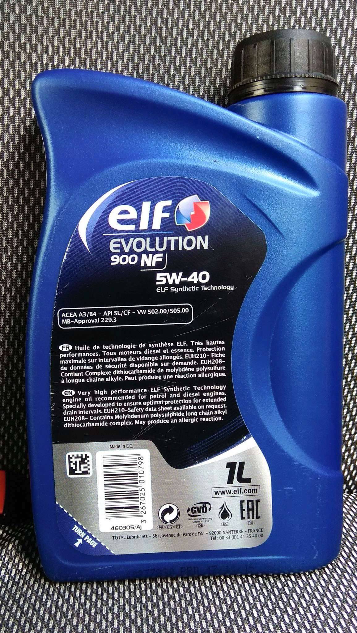 Elf evolution 900 nf 5w-40 синтетическое масло